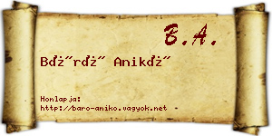Báró Anikó névjegykártya