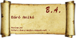 Báró Anikó névjegykártya
